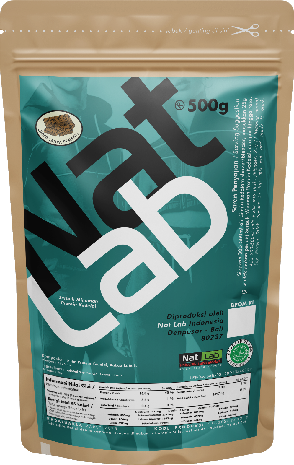 Soy Protein Shake Minuman Serbuk Protein Kedelai Rasa Cokelat Tanpa Perisa Pemanis