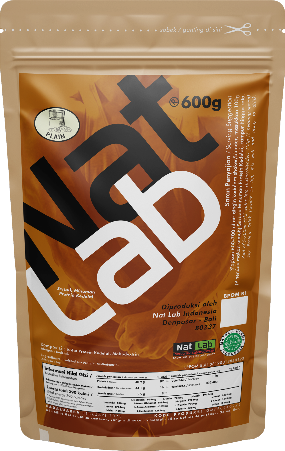 Gainer Maxx Minuman Serbuk Protein Kedelai Tanpa Perisa & Pemanis Buatan