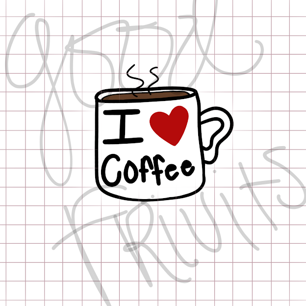 I Love Coffee Mug PNG | Buy Me Coffee Graphic for Digital Tip Jar | Cute Coffee Tip Jar Design