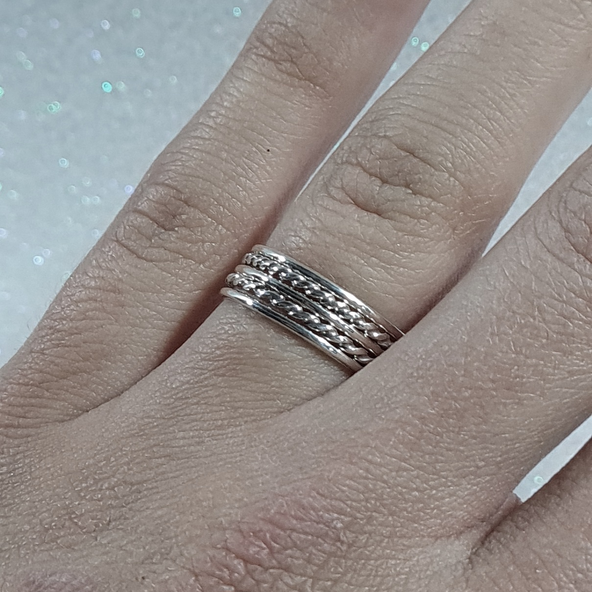 Anillo de hilos móviles en Plata 925