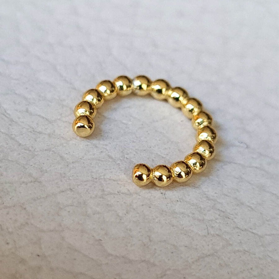 Ear cuff de bolitas de Plata 925 Dorada