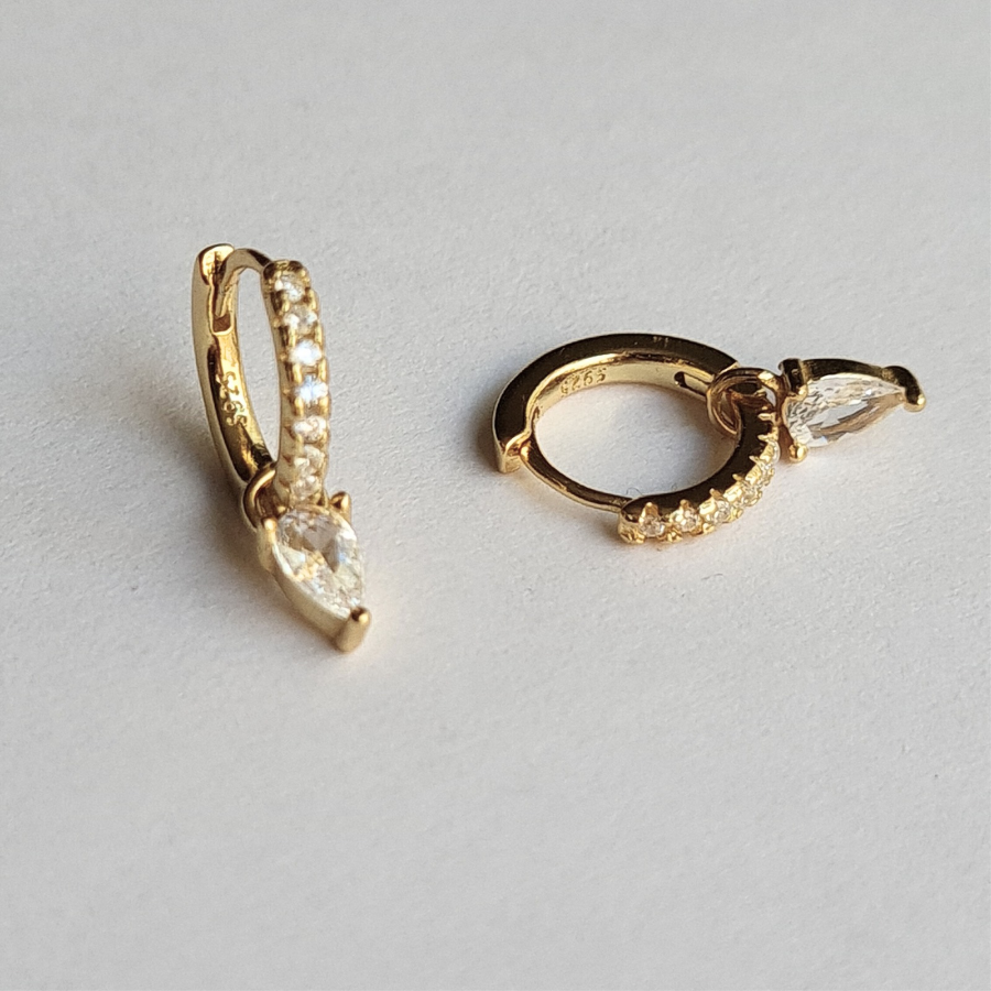 Argollas de Plata 925 Dorada con cubics 