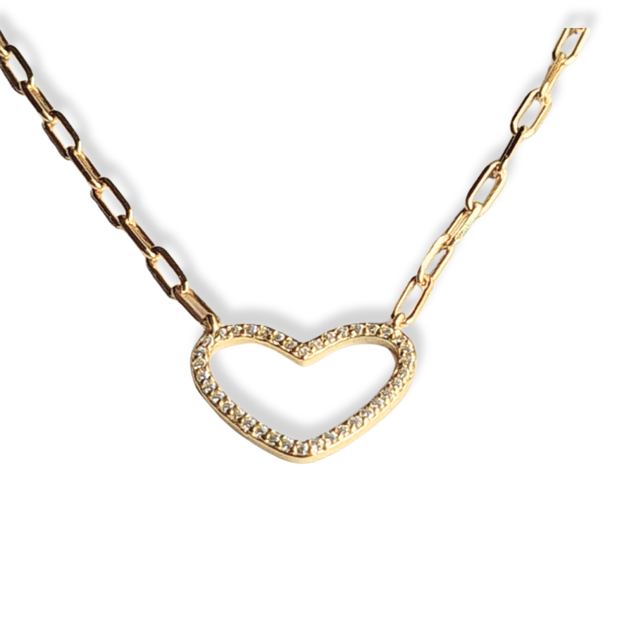 Collar con dije de corazón en Plata 925 Dorada