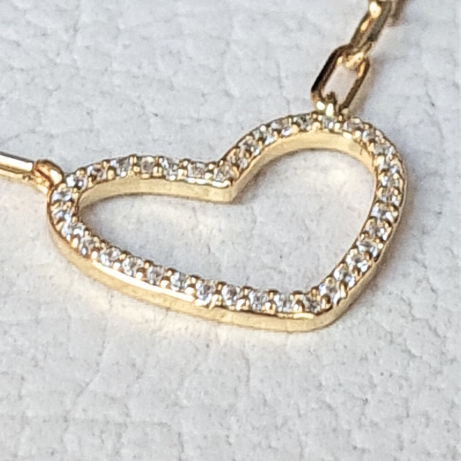 Collar con dije de corazón en Plata 925 Dorada