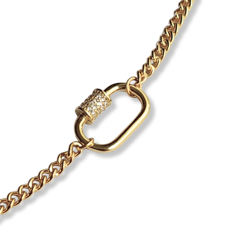 Pulsera de Plata 925 Dorada con eslabon central