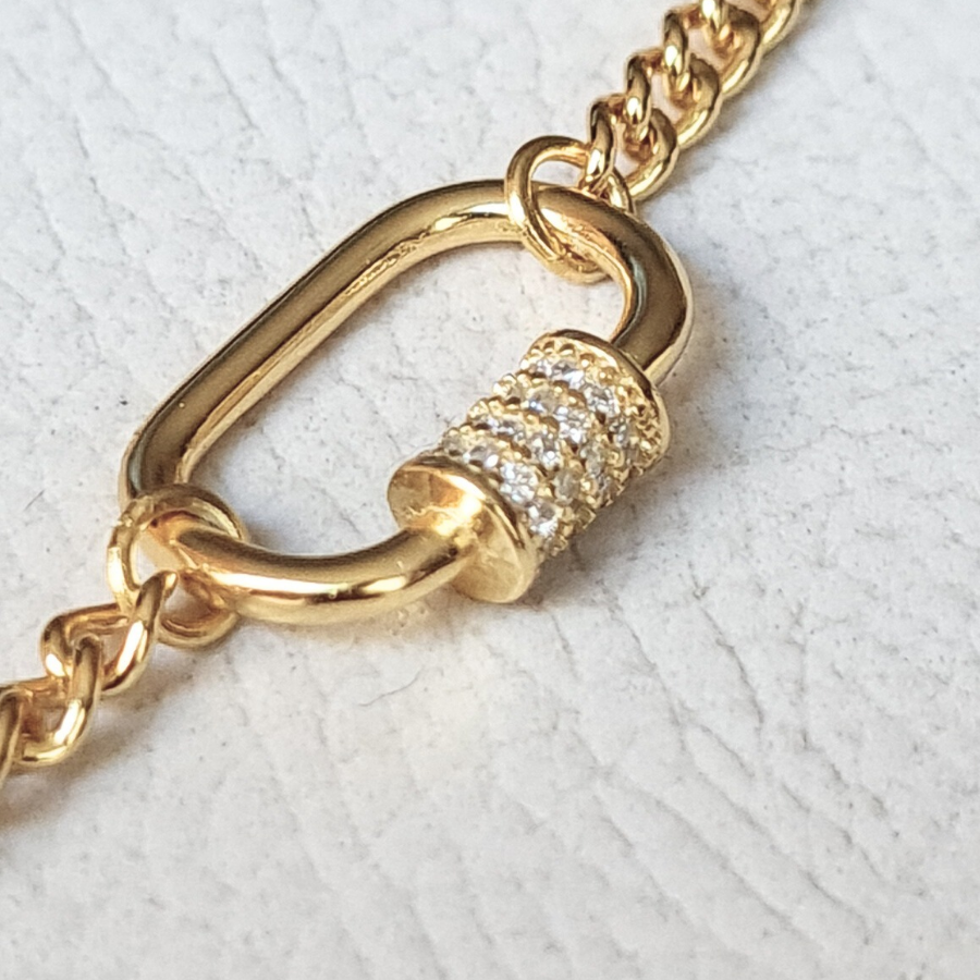 Pulsera de Plata 925 Dorada con eslabon central