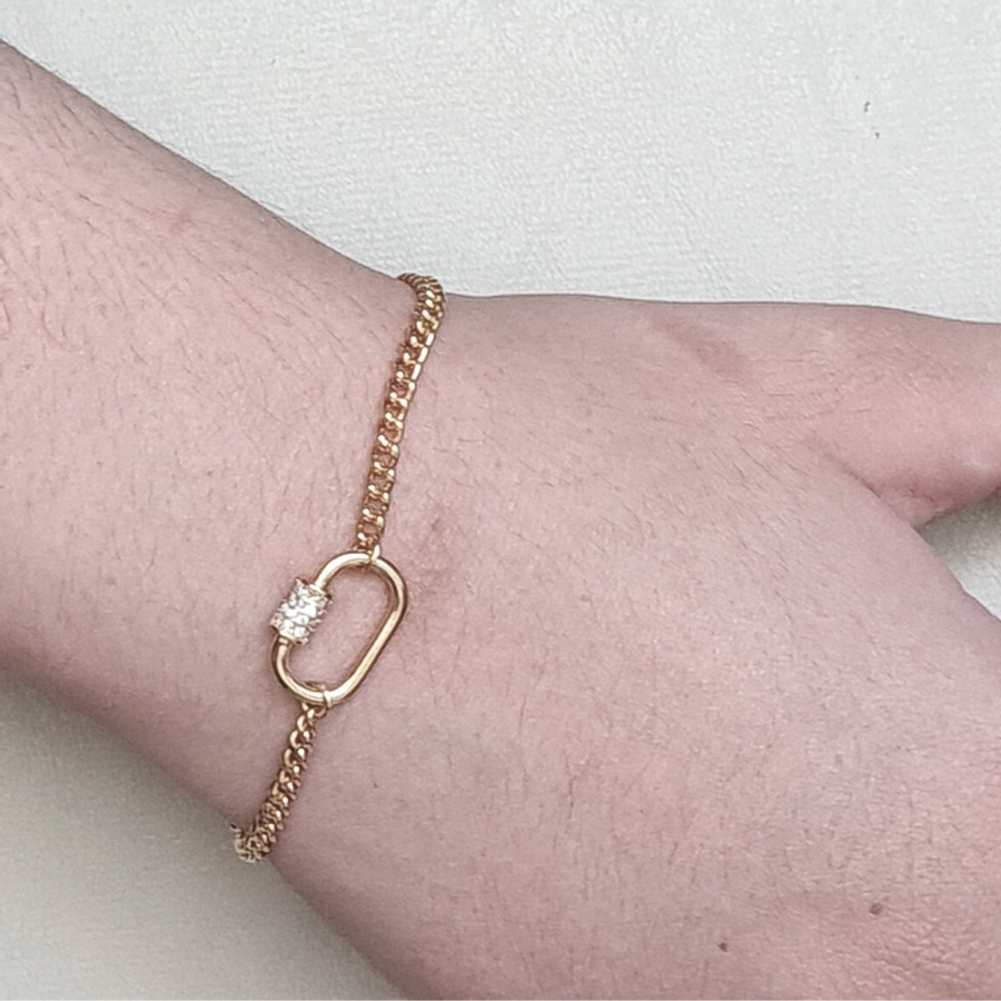 Pulsera de Plata 925 Dorada con eslabon central