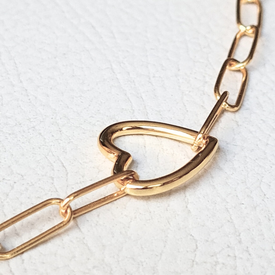 Pulsera con corazón de Plata 925 Dorada