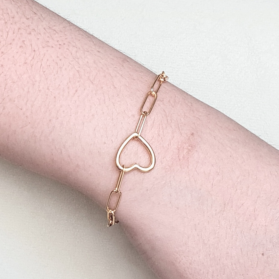 Pulsera con corazón de Plata 925 Dorada