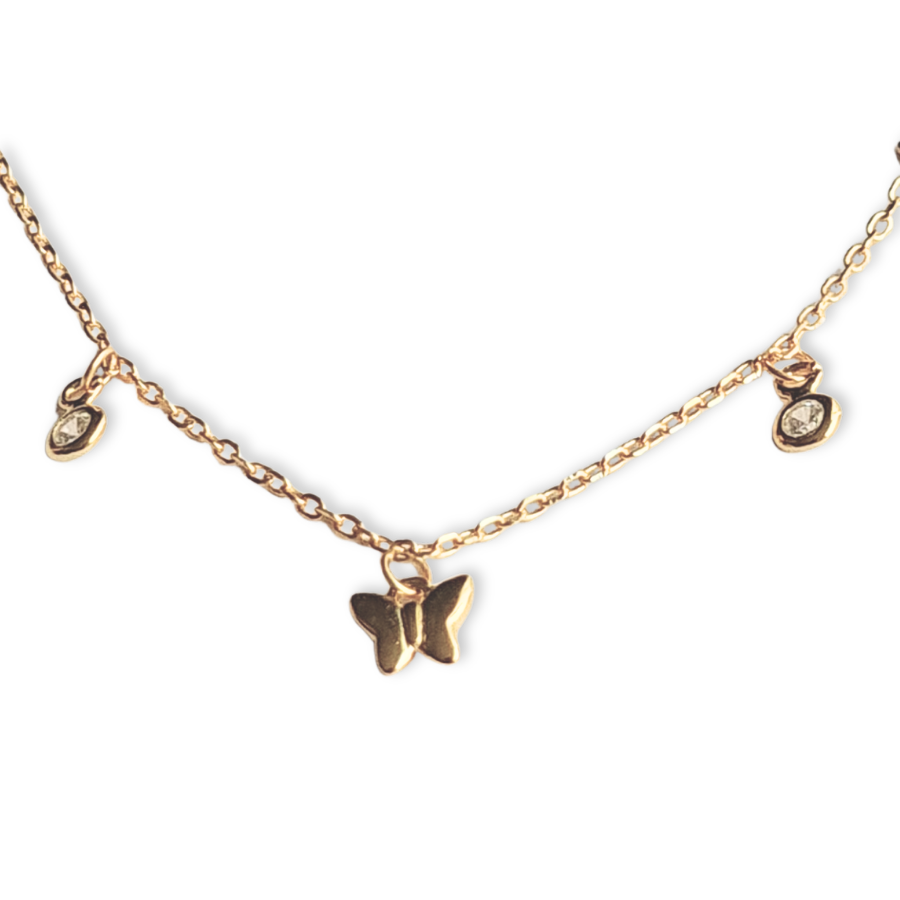 Collar de Plata 925 Dorada con mariposas