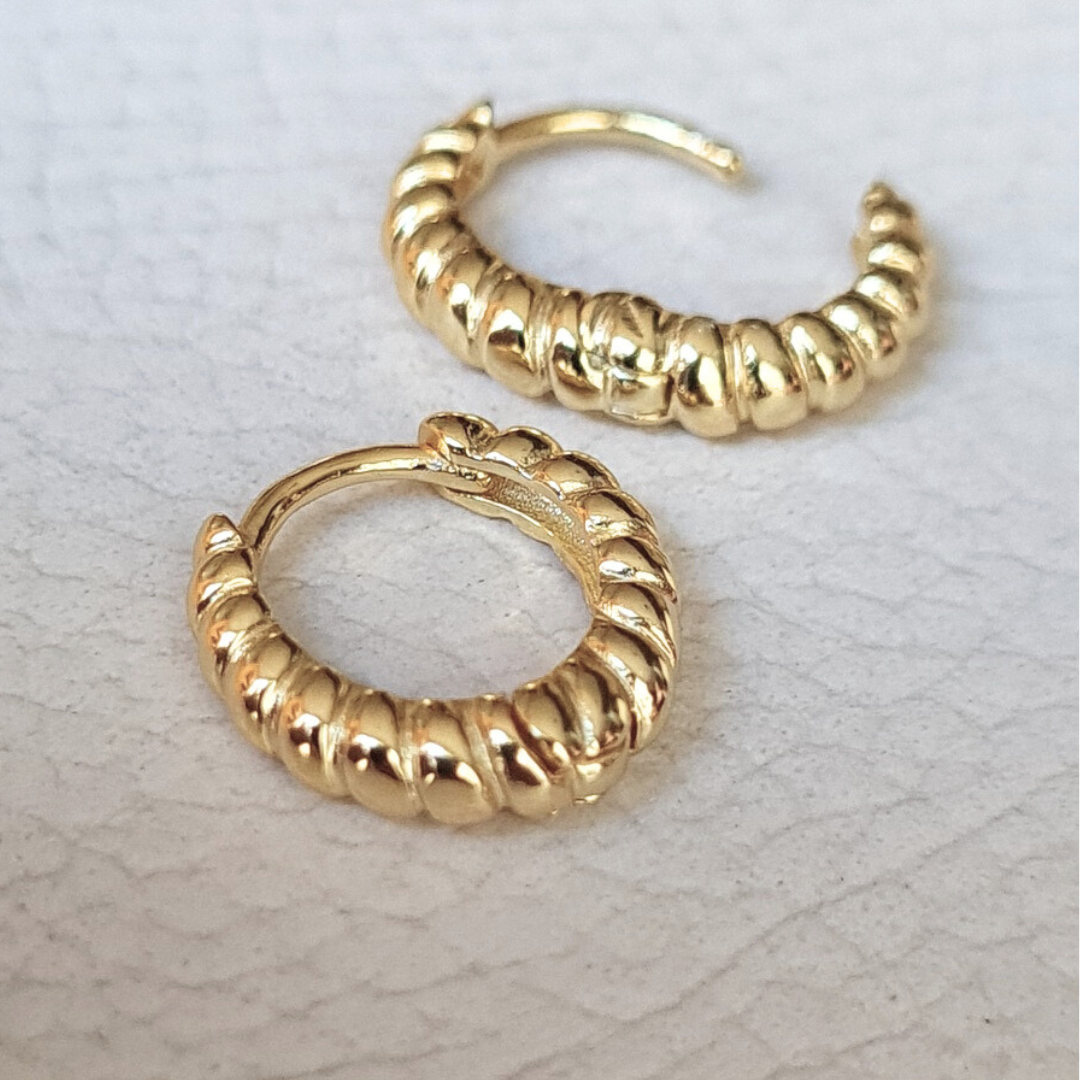 Argollas trozadas de Plata 925 Dorada