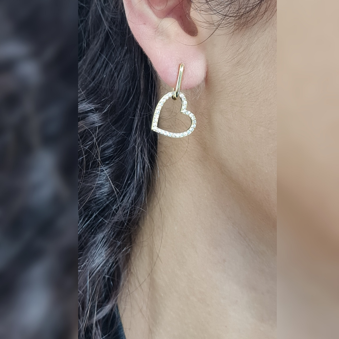 Pendientes de corazón de Plata 925 Dorada