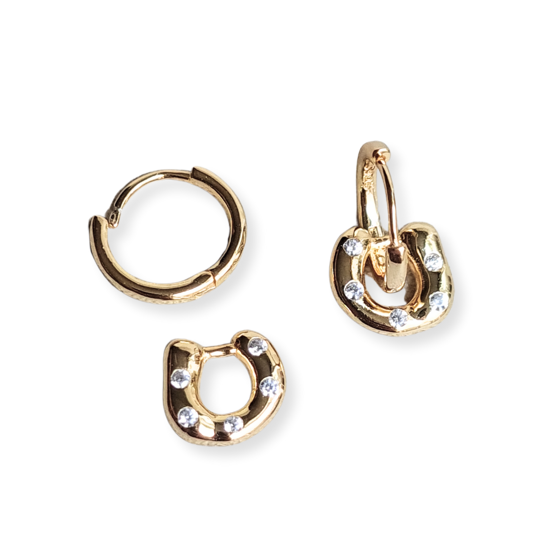 Pendientes de Plata 925 Dorada con herradura
