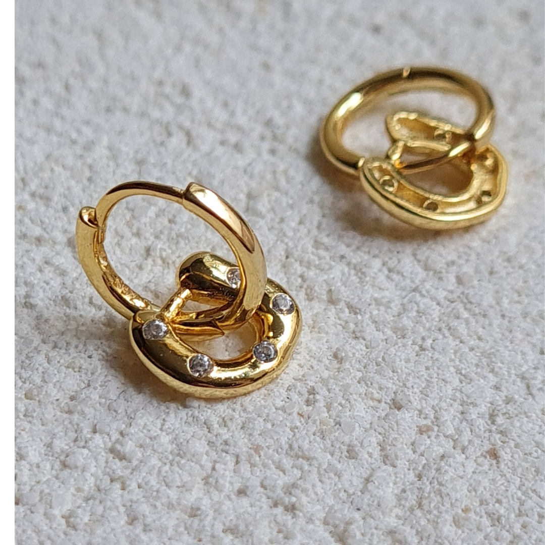Pendientes de Plata 925 Dorada con herradura