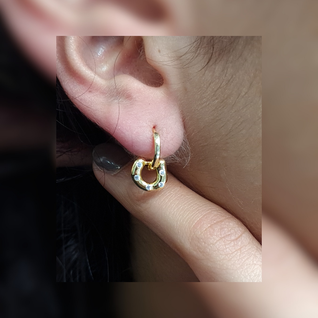 Pendientes de Plata 925 Dorada con herradura
