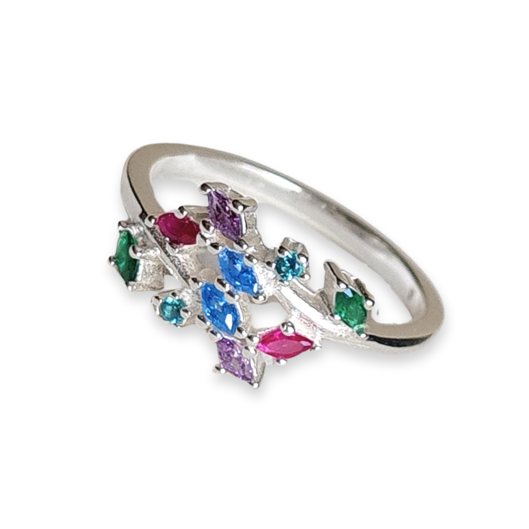 Anillo de Plata 925 con piedras de colores