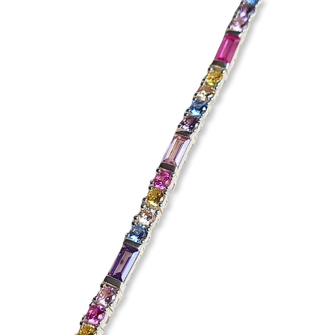 Pulsera con piedras coloridas en Plata 925