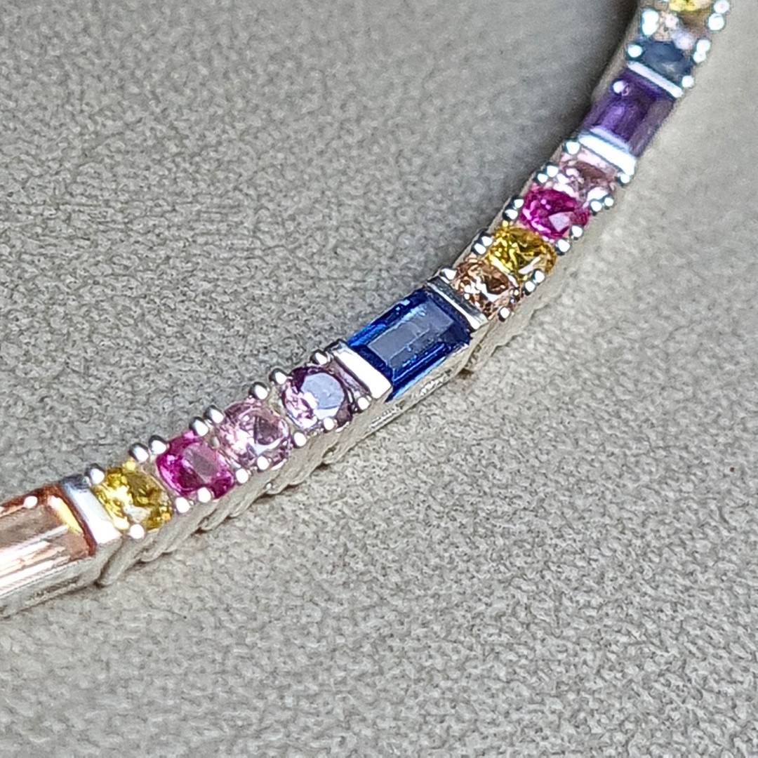 Pulsera con piedras coloridas en Plata 925