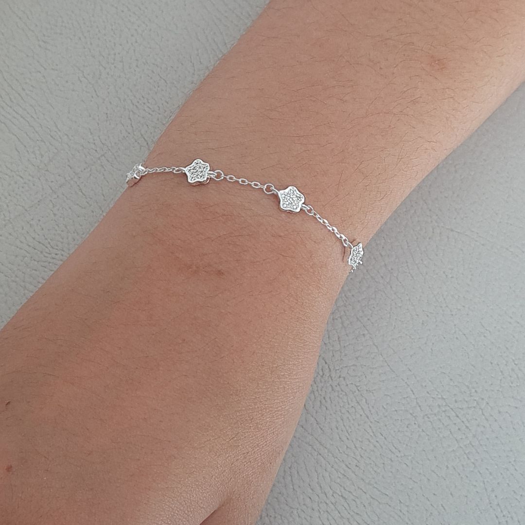 Pulsera de Plata 925 con flores