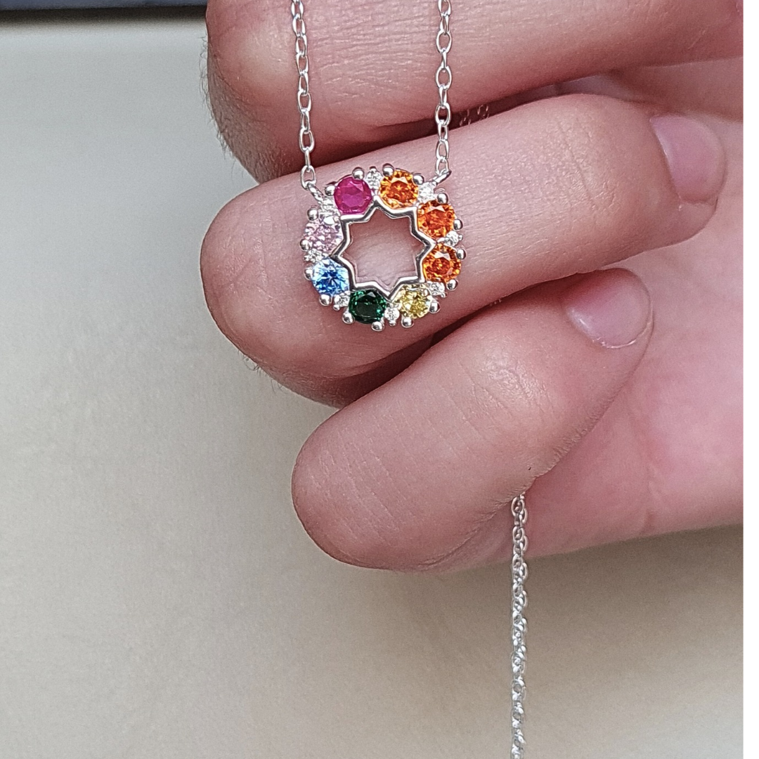 Collar de Plata 925 con piedras de colores