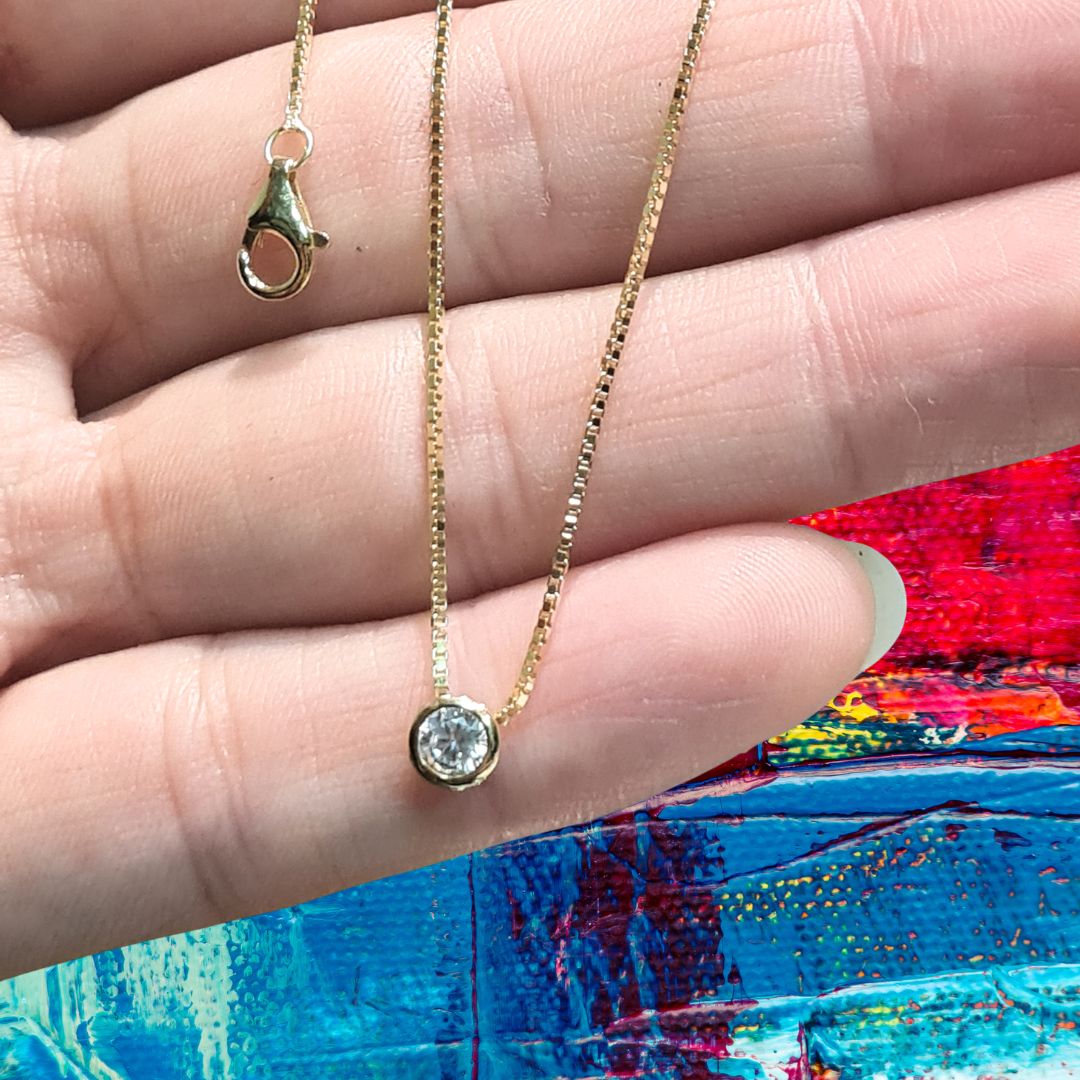 Collar punto de luz de Plata 925 Dorada