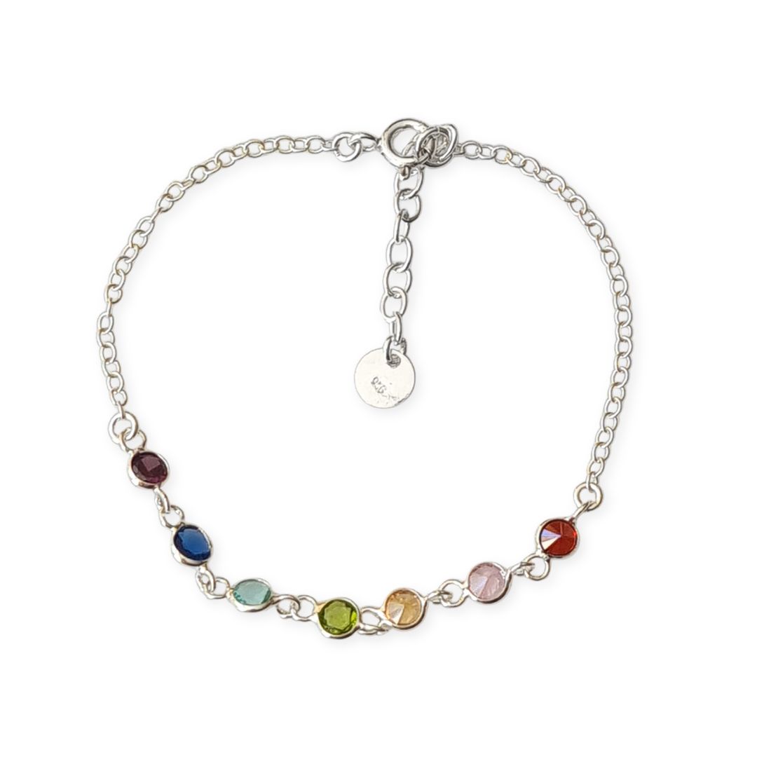 Pulsera de Plata 925 con piedras multicolor
