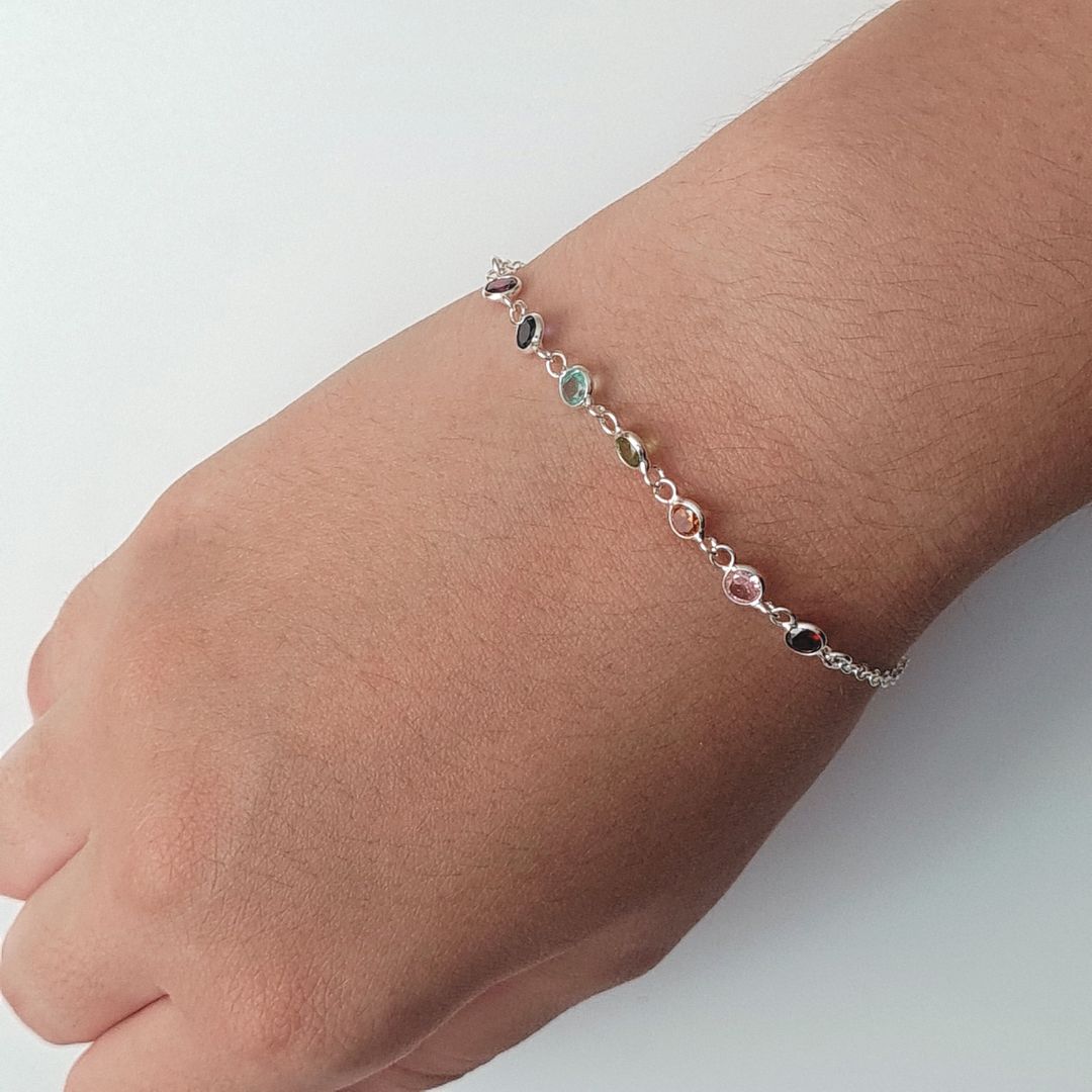 Pulsera de Plata 925 con piedras multicolor