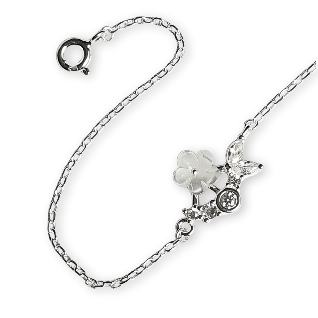 Pulsera de Plata 925 con flor de nácar