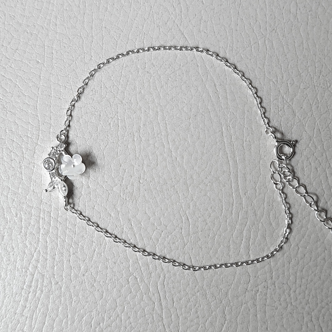 Pulsera de Plata 925 con flor de nácar