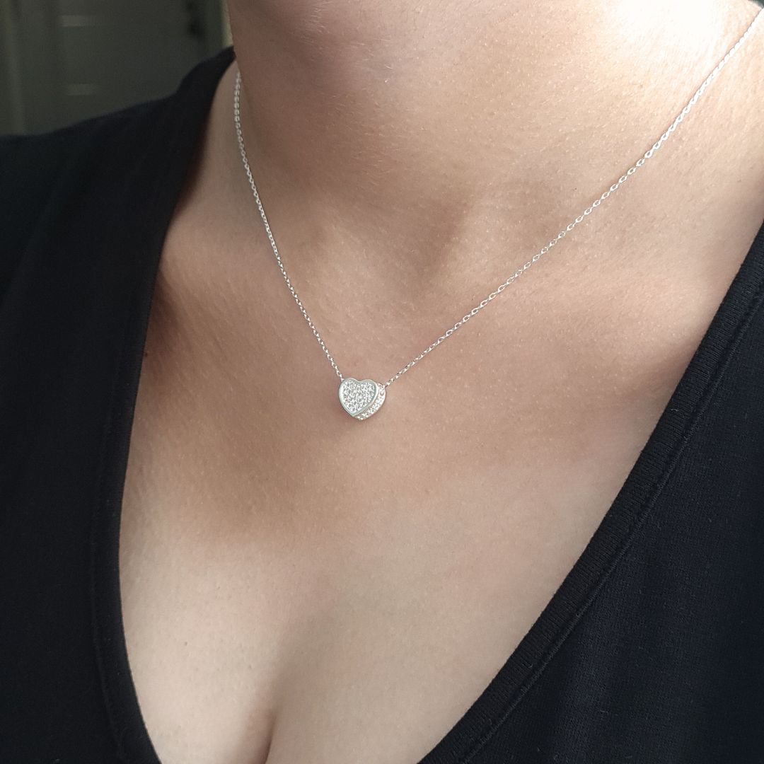 Collar de corazón de Plata 925 y cubics 