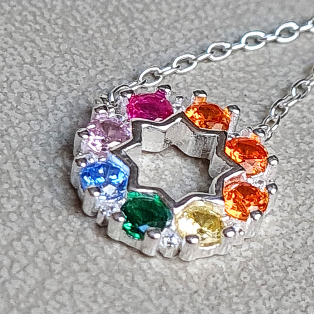 Collar de Plata 925 con piedras de colores