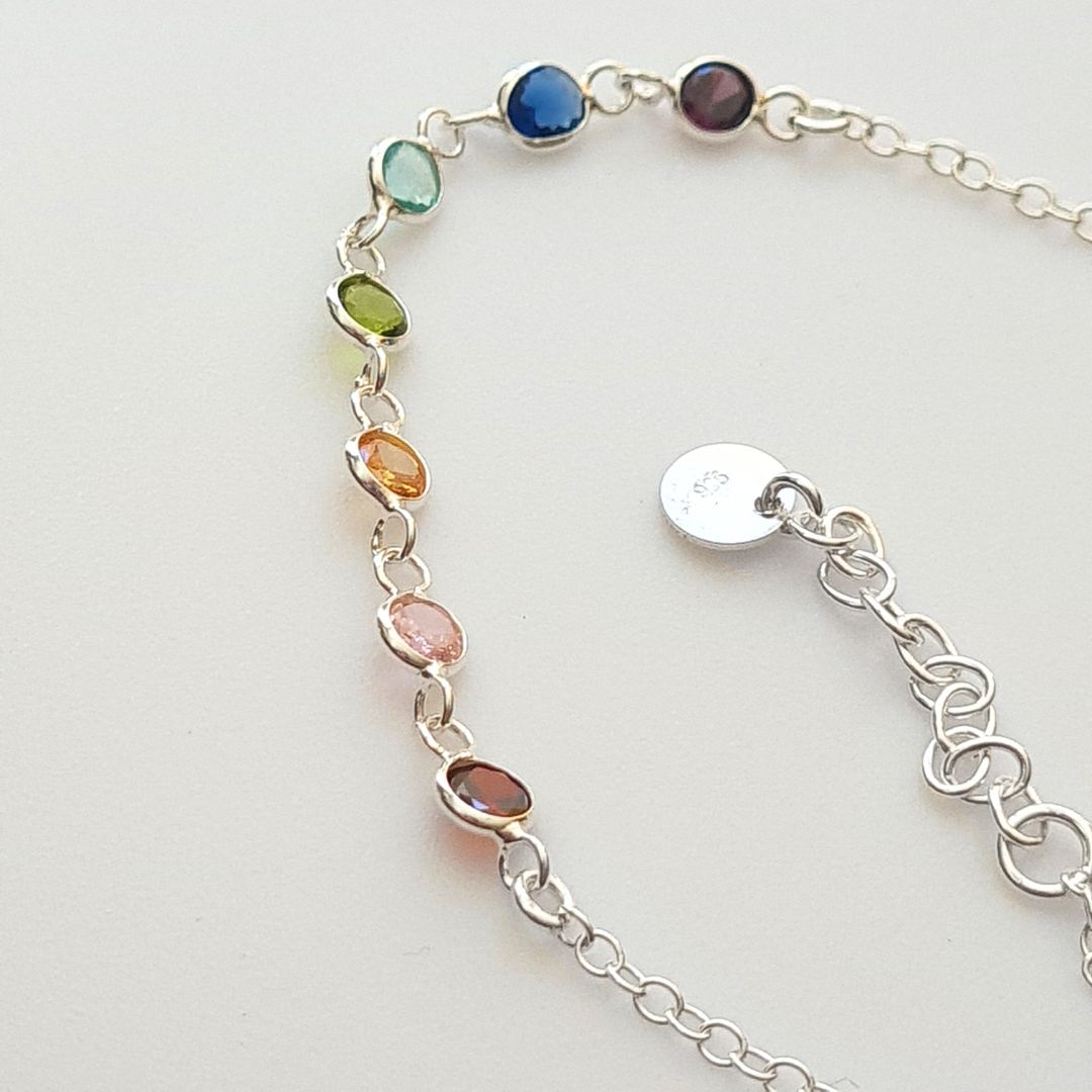 Pulsera de Plata 925 con piedras multicolor