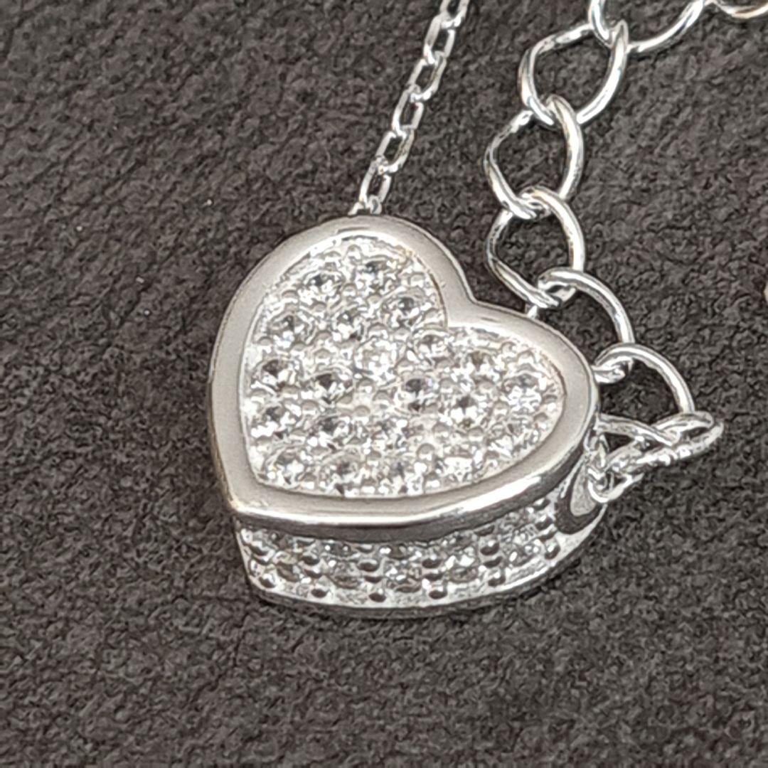 Collar de corazón de Plata 925 y cubics 