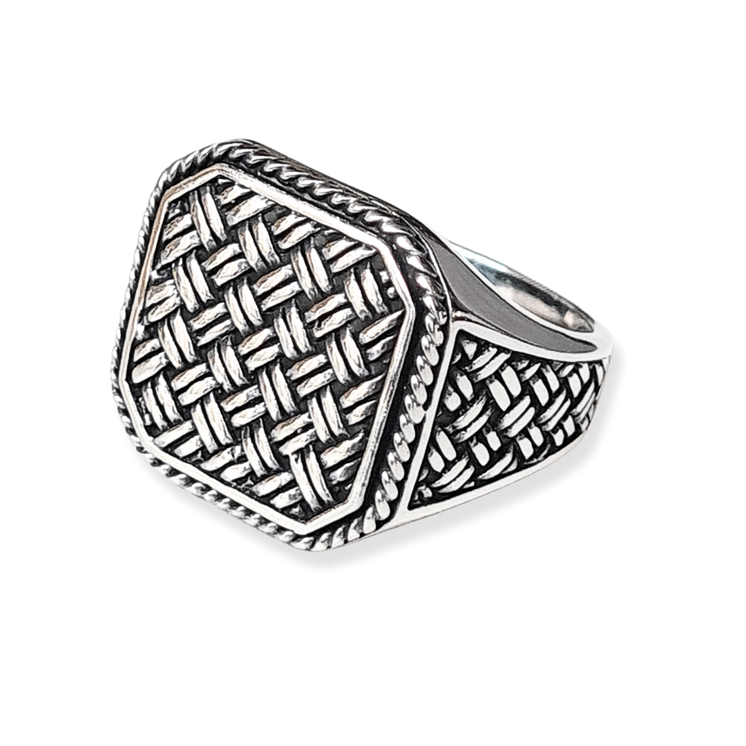 Anillo hexagonal de Plata 925