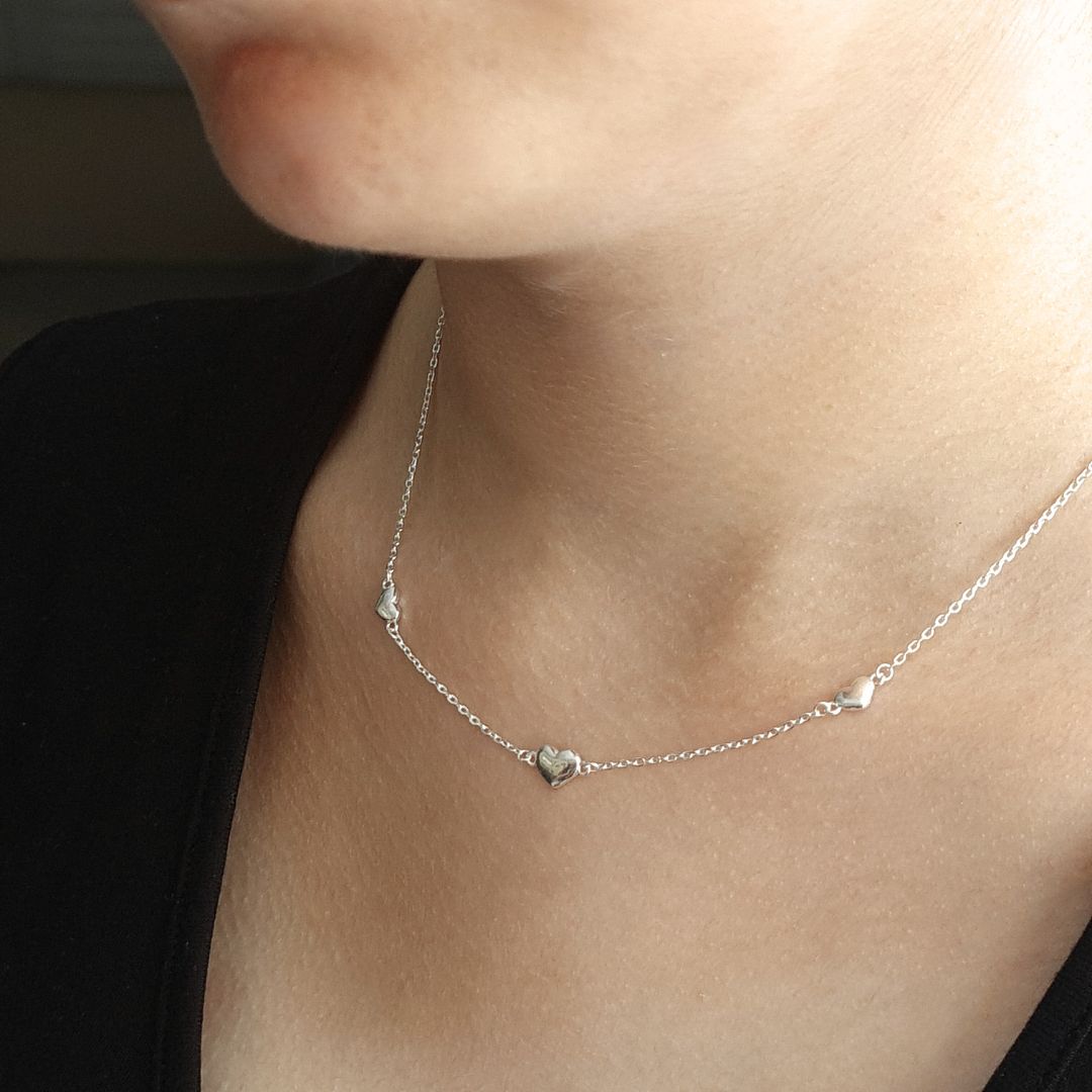 Collar de Plata 925 con corazones