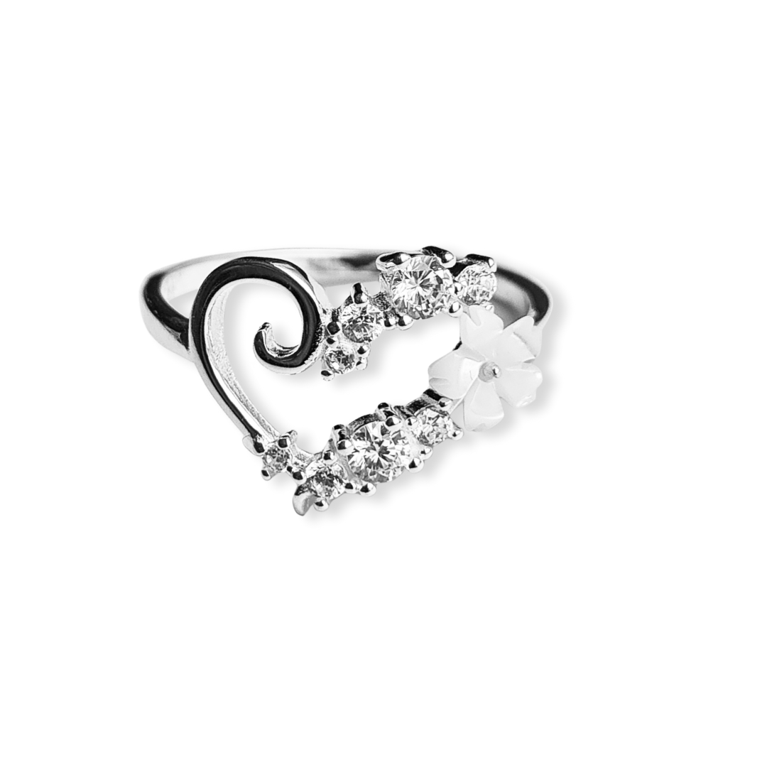 Anillo de Plata 925 con circones y nácar