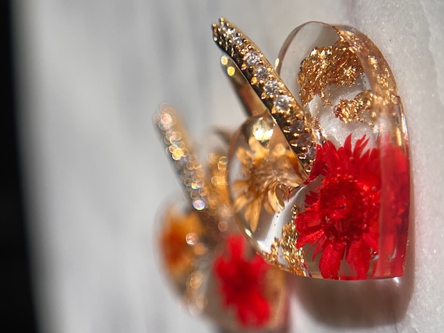 Coeur Fleur Rouge et Orange