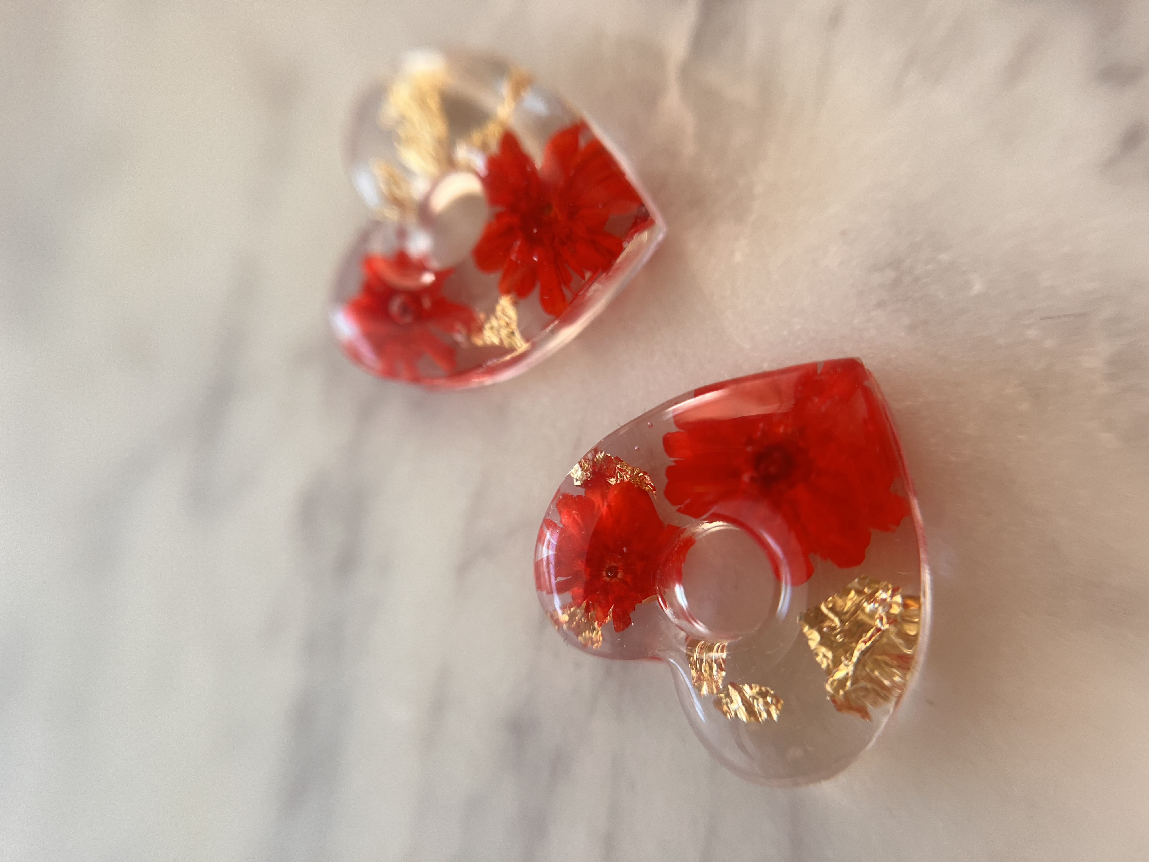 Coeur Fleur Rouge et Feuille d'Or