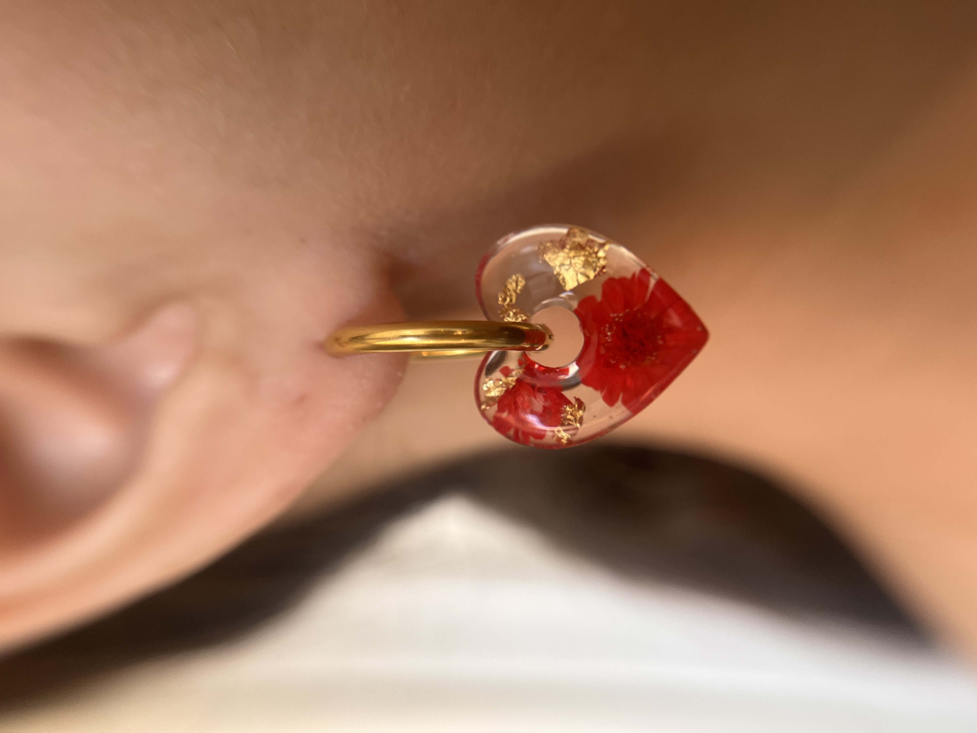 Coeur Fleur Rouge et Feuille d'Or