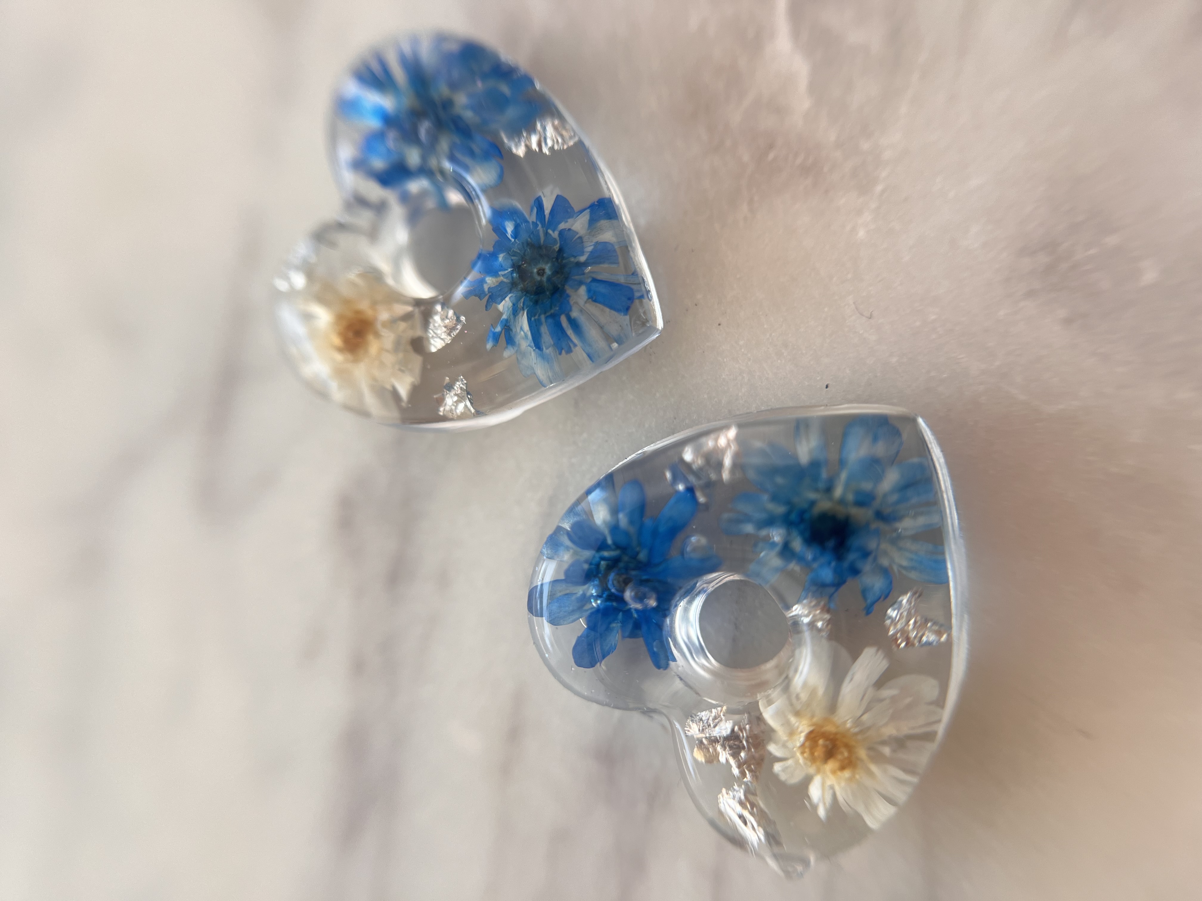 Coeur Fleur Bleu et Blanche