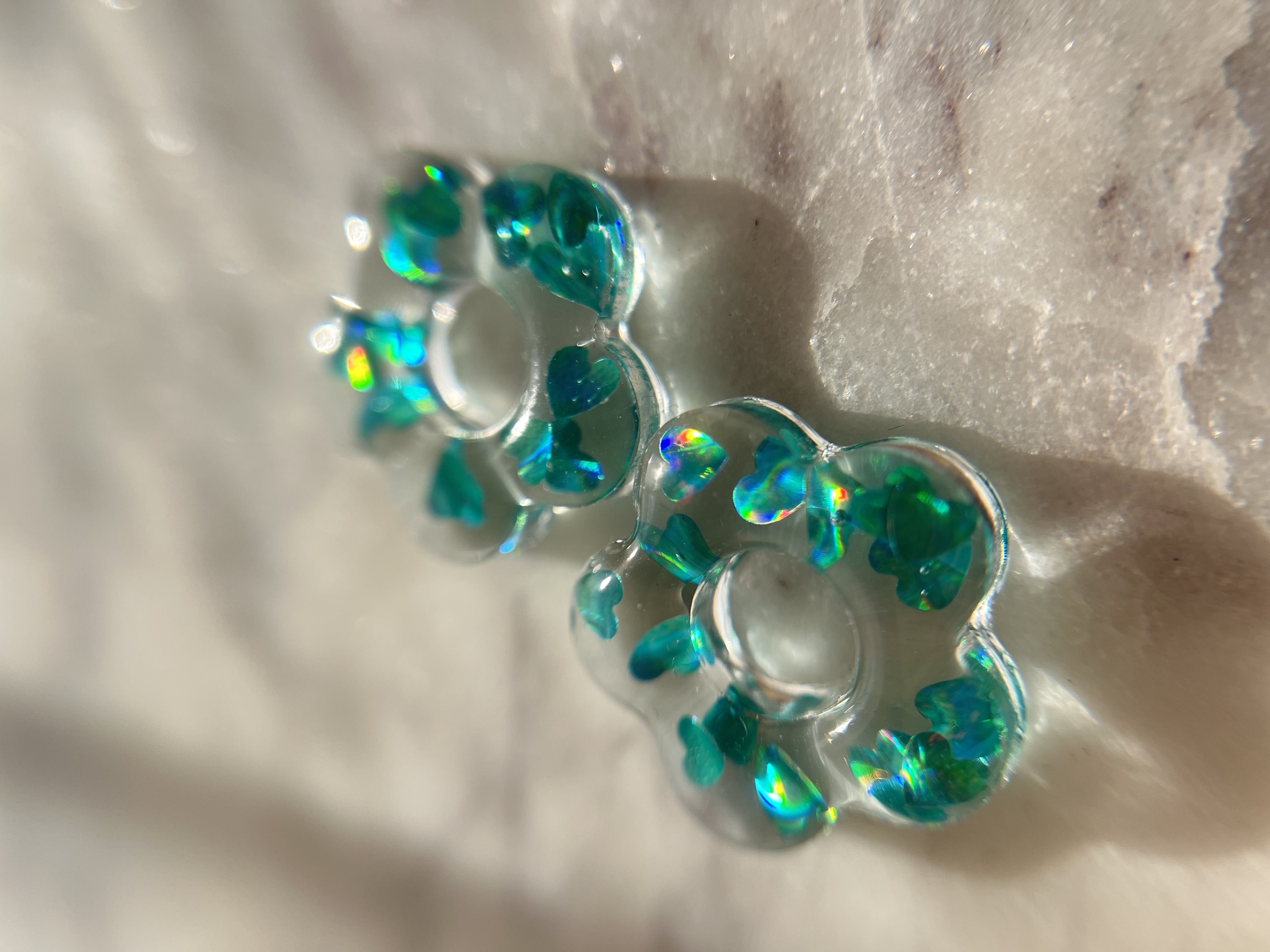  Flower coeur turquoise