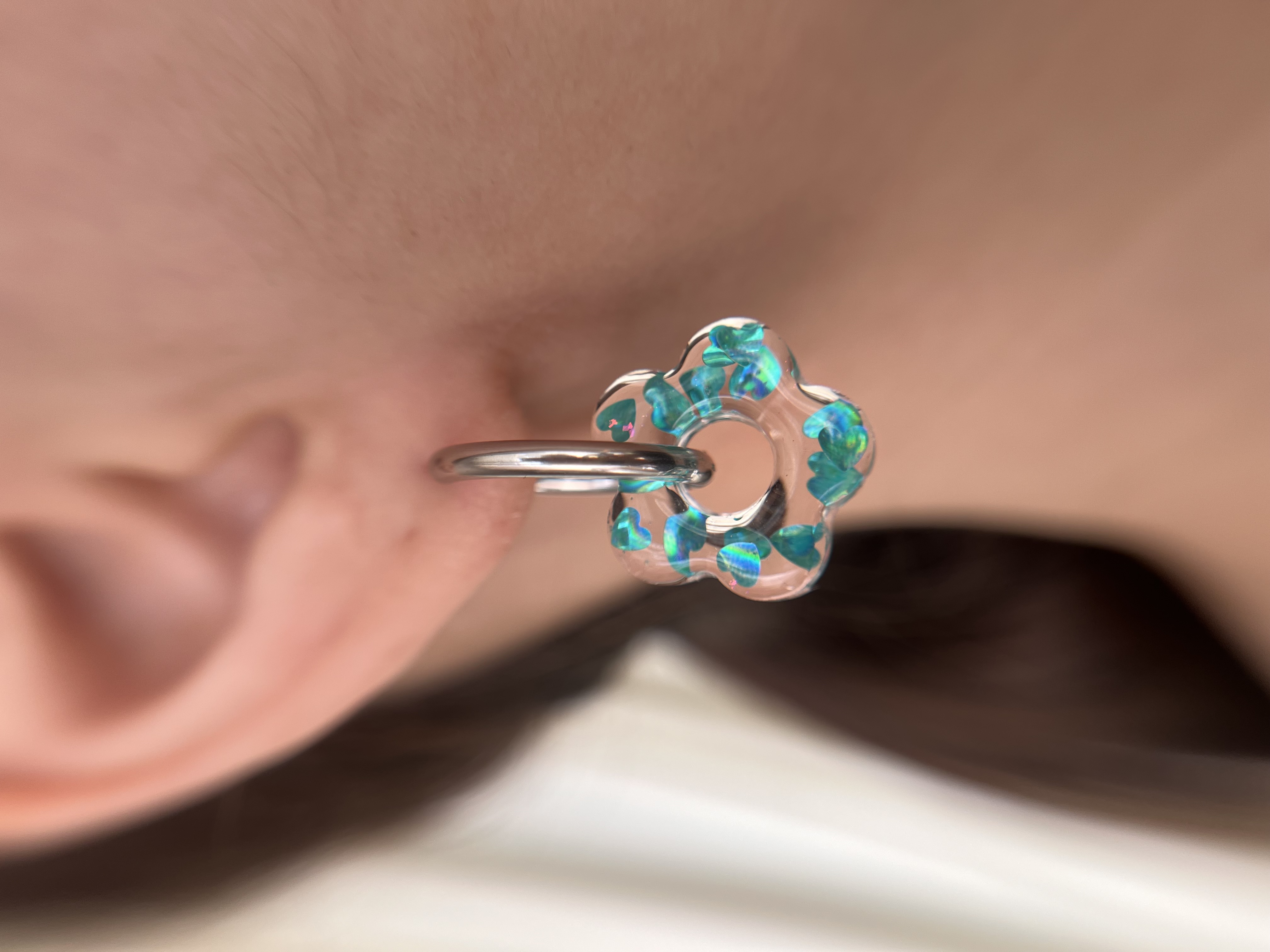  Flower coeur turquoise