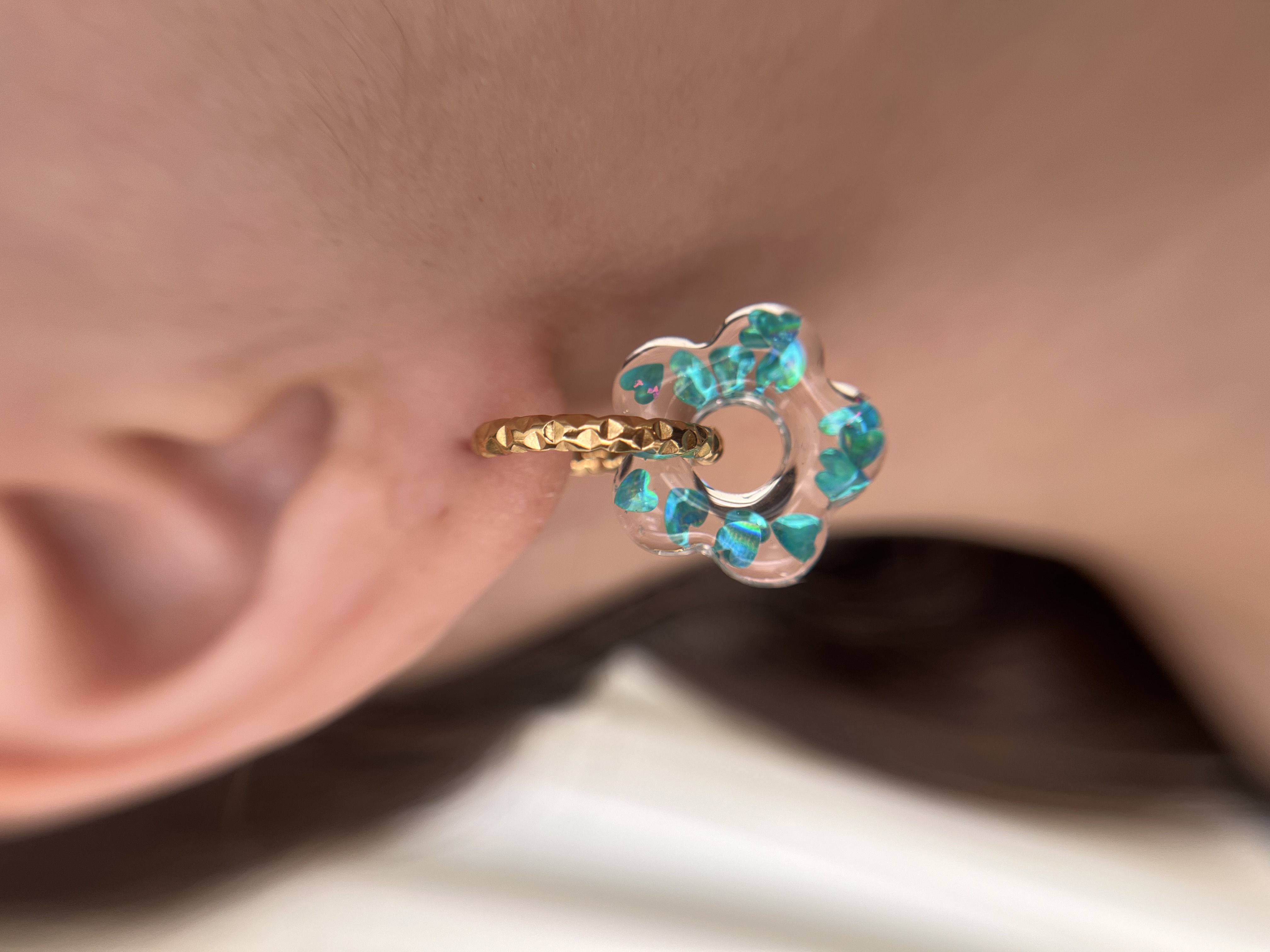  Flower coeur turquoise