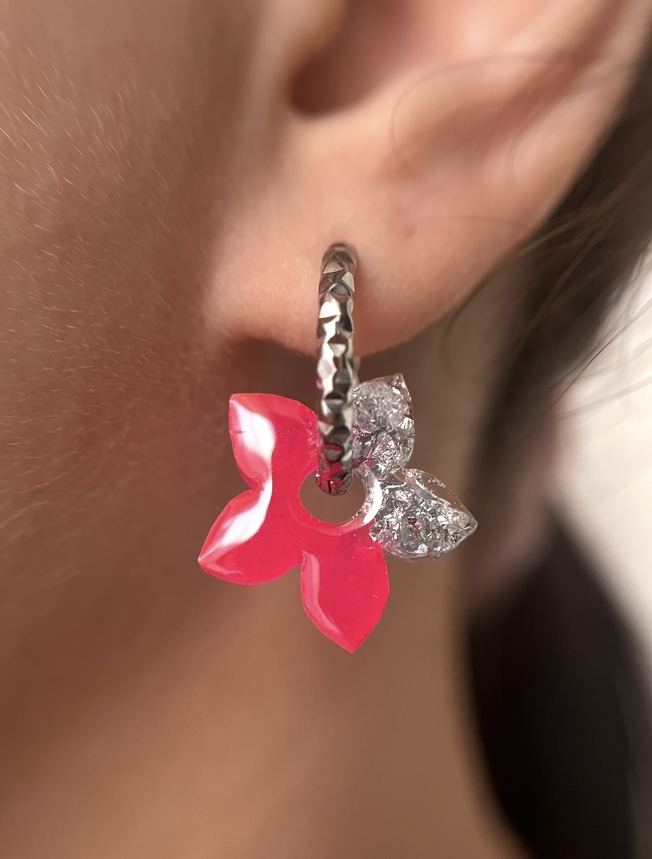 Vanilla rose fluo et feuille d'argent