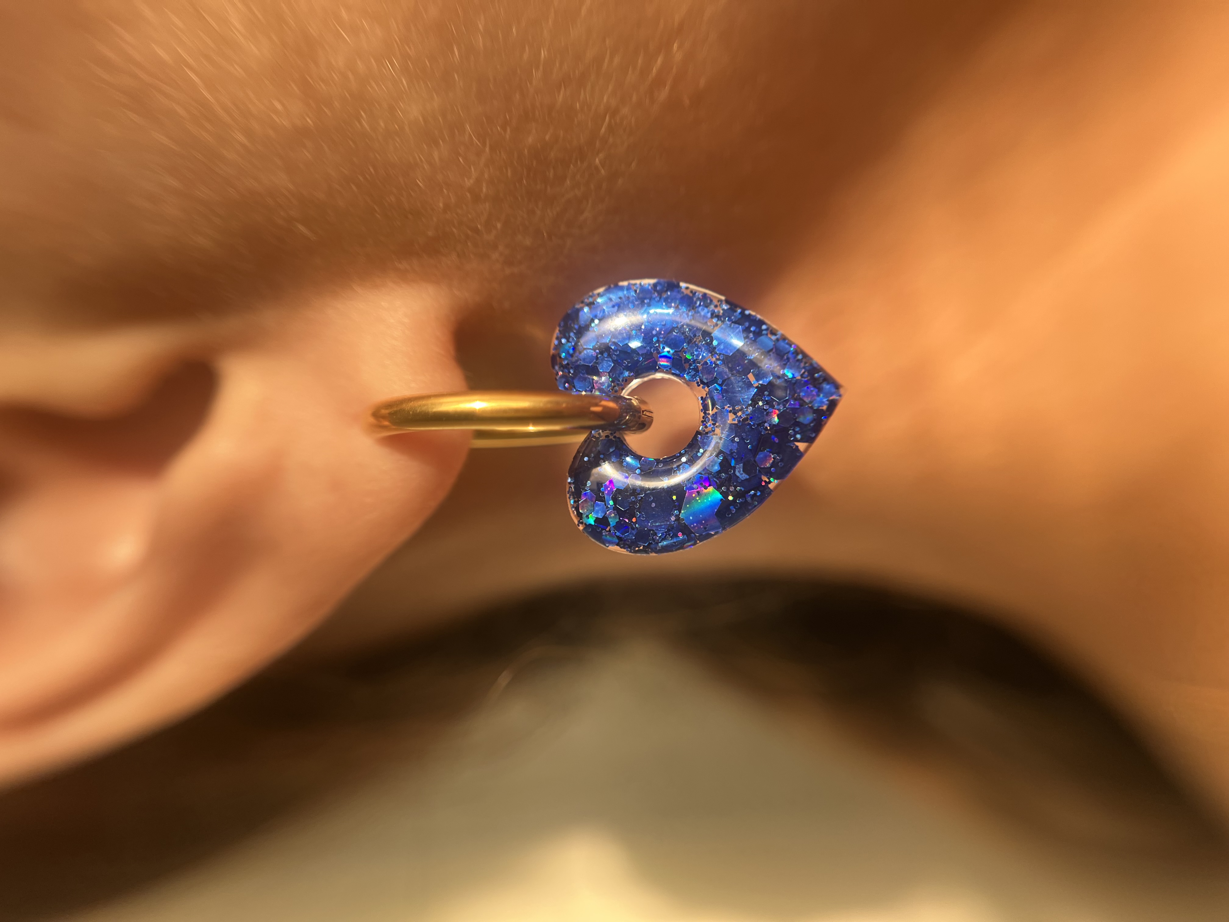 Coeur paillettes bleu