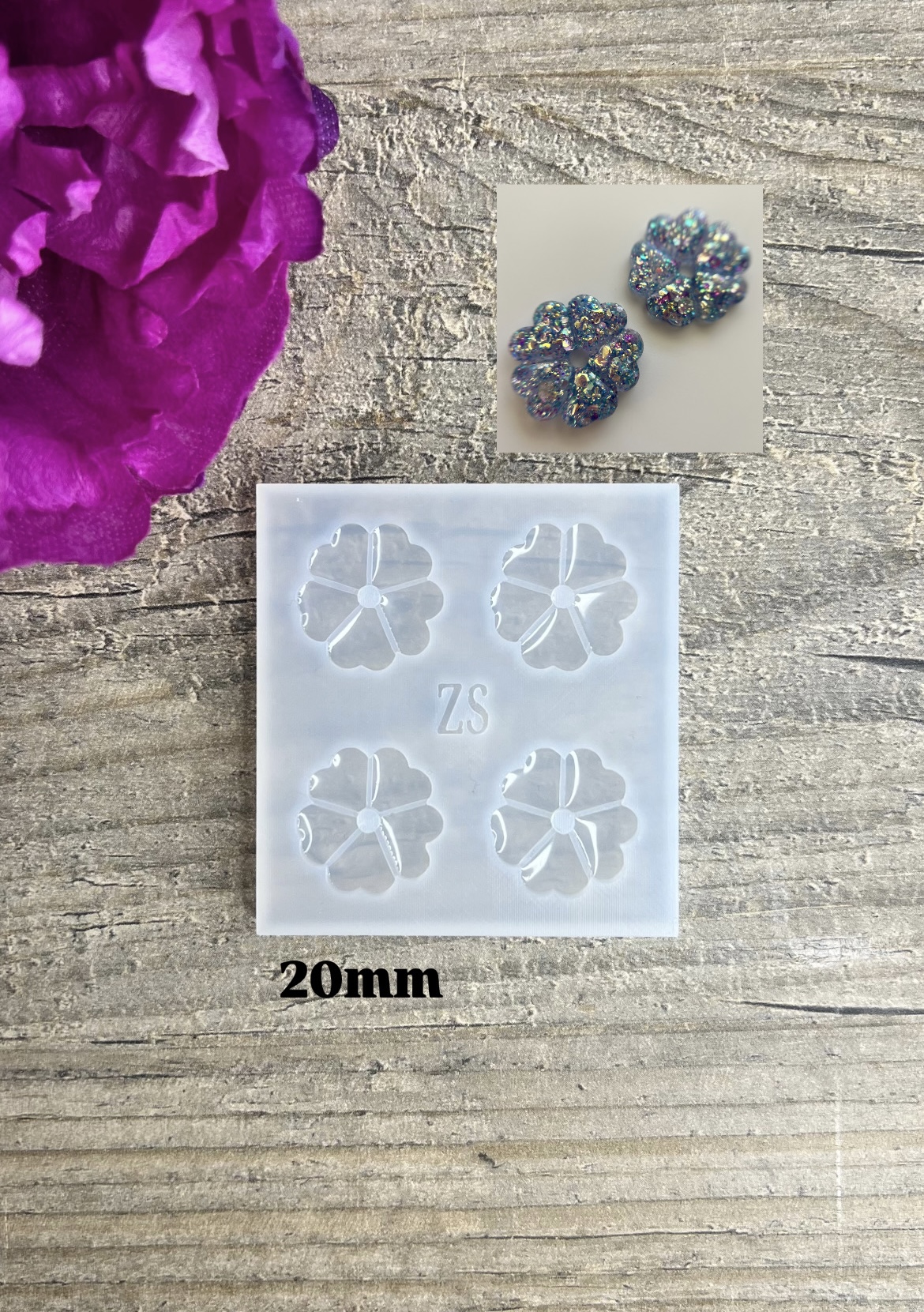 Moule Fleur Coeur 20mm