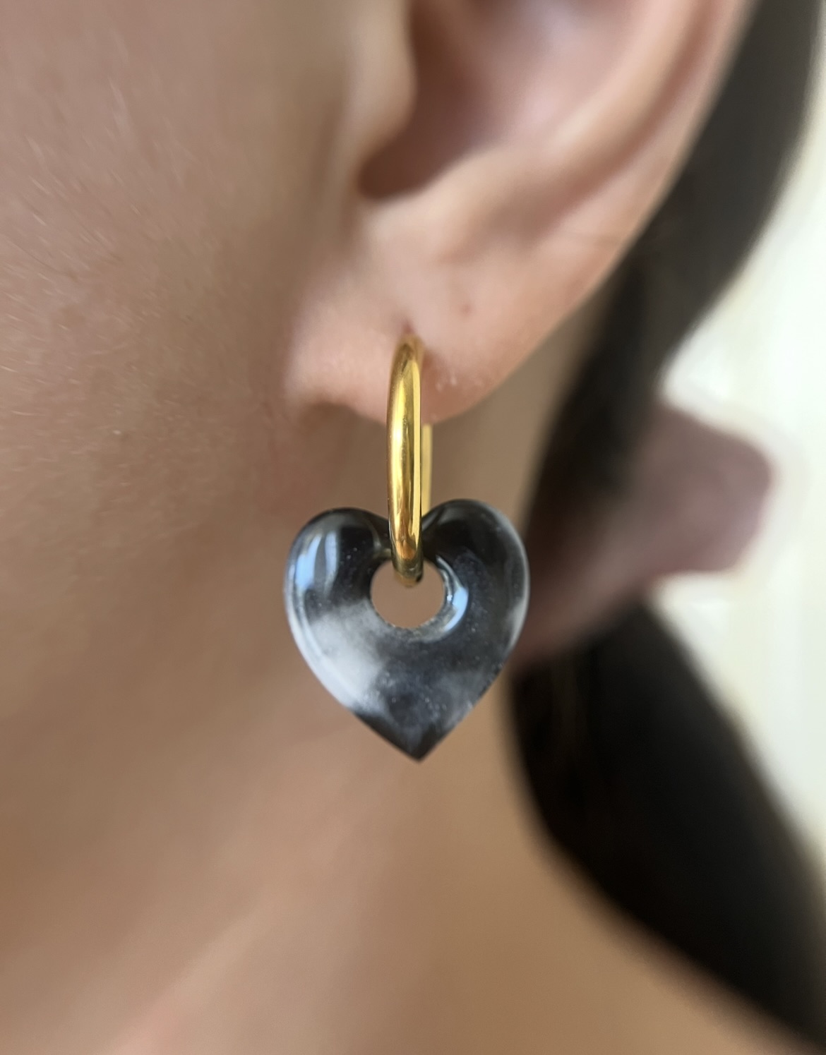 Coeur marbré noir et blanc