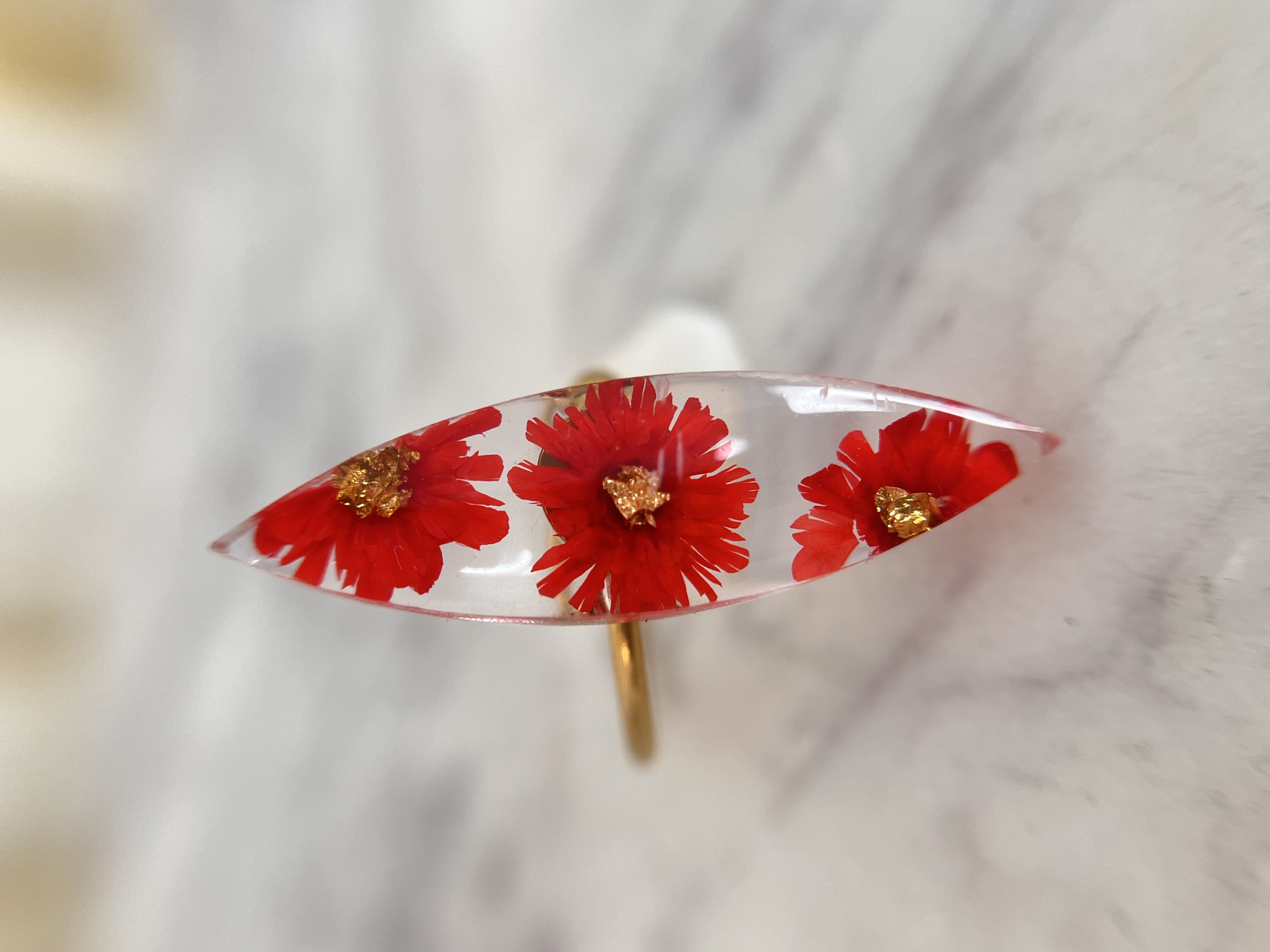 Bague fleur rouge