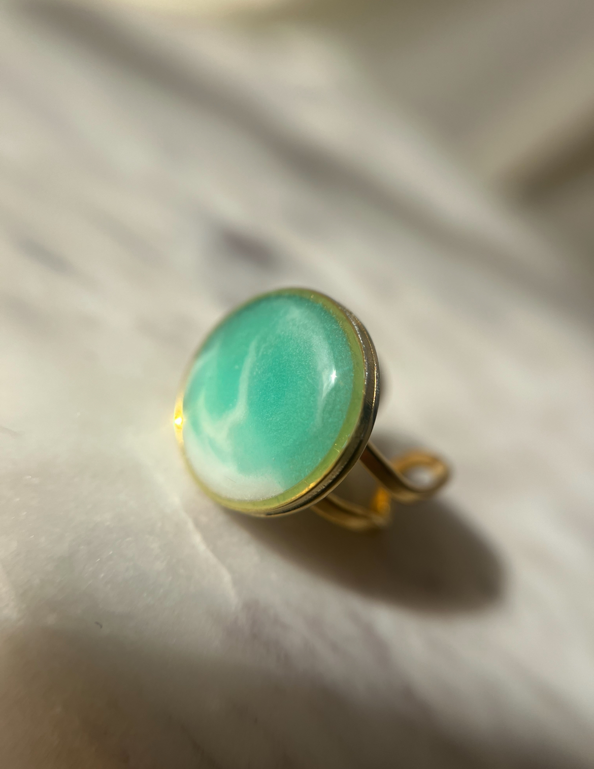 Bague Warm Mint et blanc