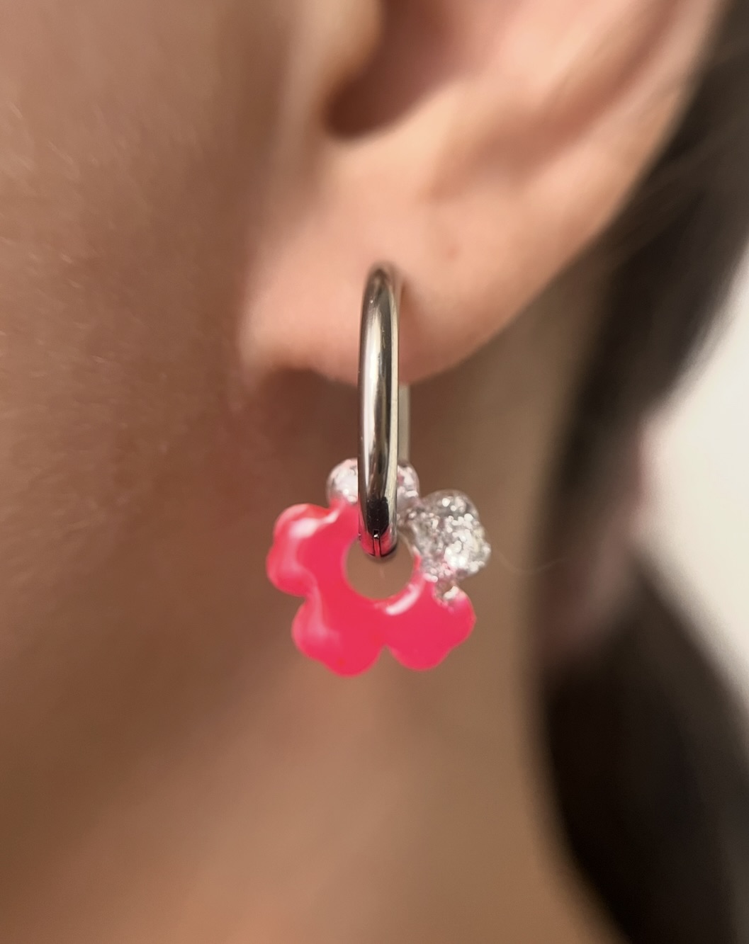 Sakura rose fluo et feuille d'argent